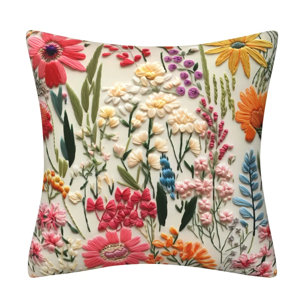 

Чехол на подушку 45x45 см, растительный узор, полиэстер