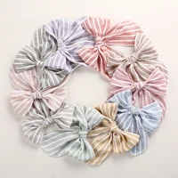 30pclot new 5 striped fable bow nylon headband hair clips baby cotton hair bow hairpins girls kids curled edge bow barrettes