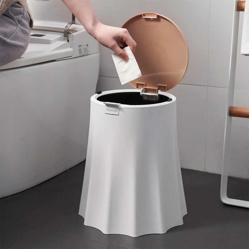 

Trash Can Living Room with Cover Nordic Light Luxury Home Toilet Bathroom Kitchen Large Capacity Office Press Type B03E