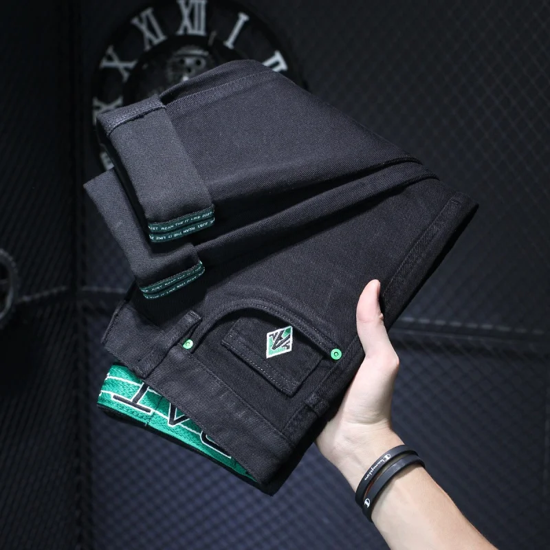 Высококачественные мужские черные джинсы новинка 2024 Мужские Молодежные Простые