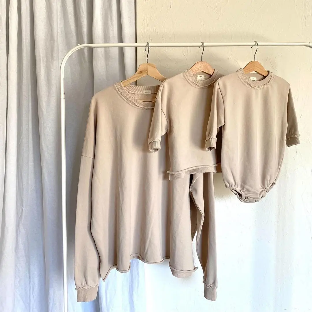 2022 New Baby Long Sleeve Casual Sweatshirts Solid Children Pullover Loose Boys Girls Sweatshirt Dad Mom Family Match Clothes