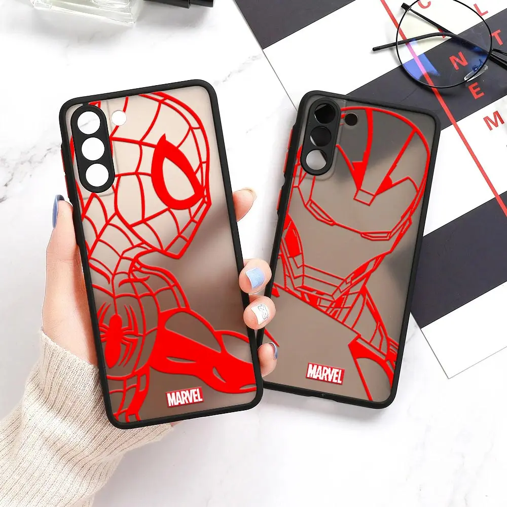 

S23 Ultra Case For Samsung Galaxy S22 Ultra Cases S23 Cover S21 S20 Plus FE S10 S9 Matte Cover Colorful Ironman Spiderman Marvel