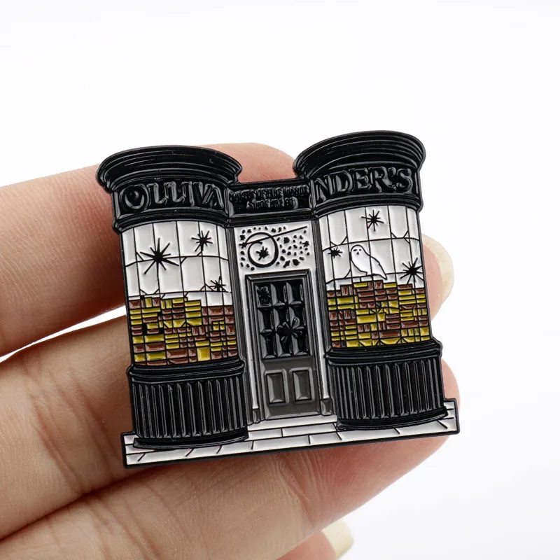 

Instreet Ollivanders Brooch The Magic Wand shops of Diagon Alley Street View Enamel Pin Funny Decor