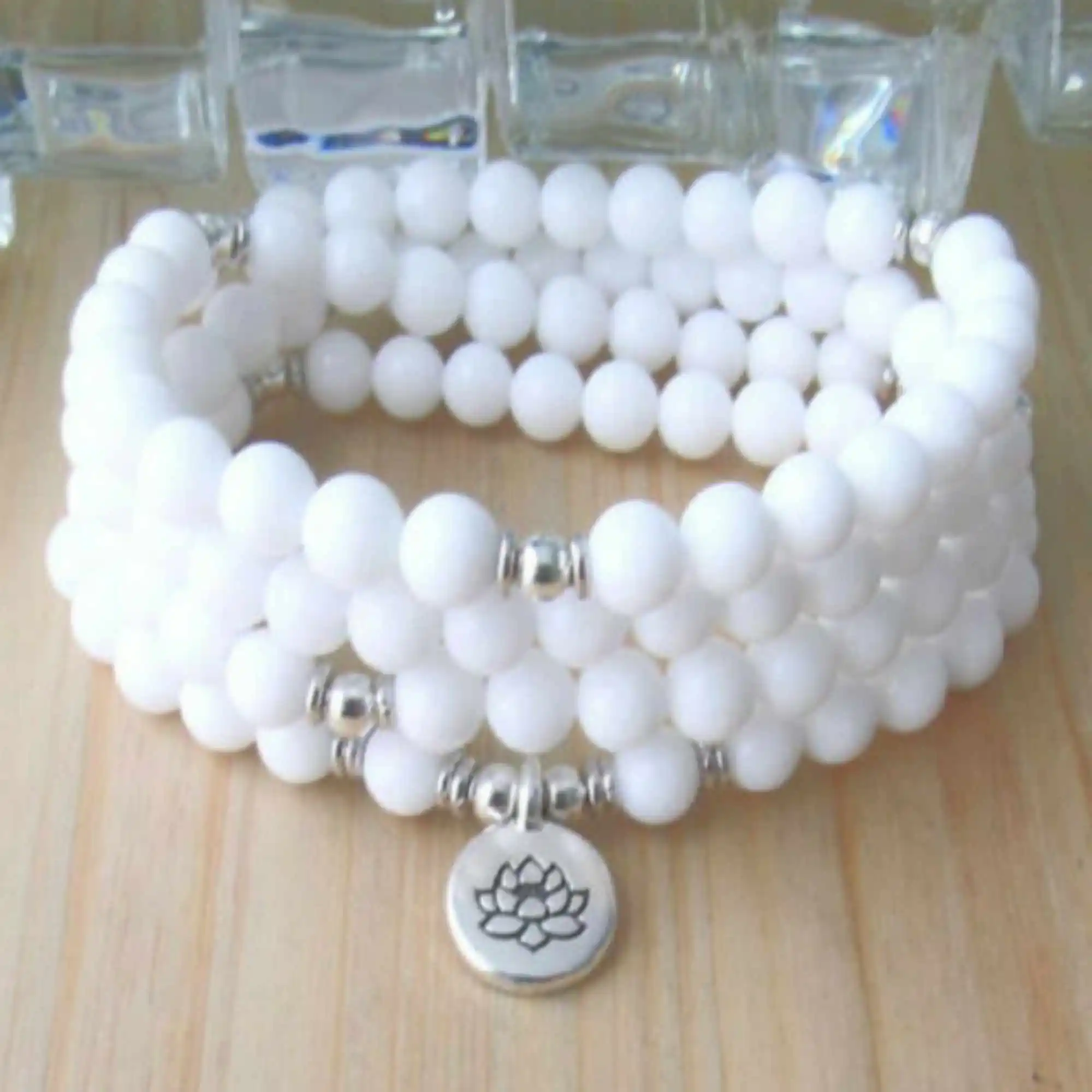 Ожерелье из натурального нефрита диаметром 6 мм 108 бусин браслет Mala классическое