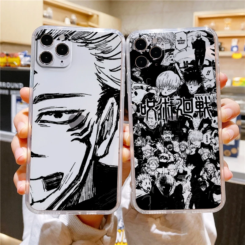 

Jujutsu Kaisen Anime Comics Phone Case For iPhone 14 13 12 Mini 11 XS Pro Max X XR SE 2020 8 7 6 5 Plus Transparent Cover