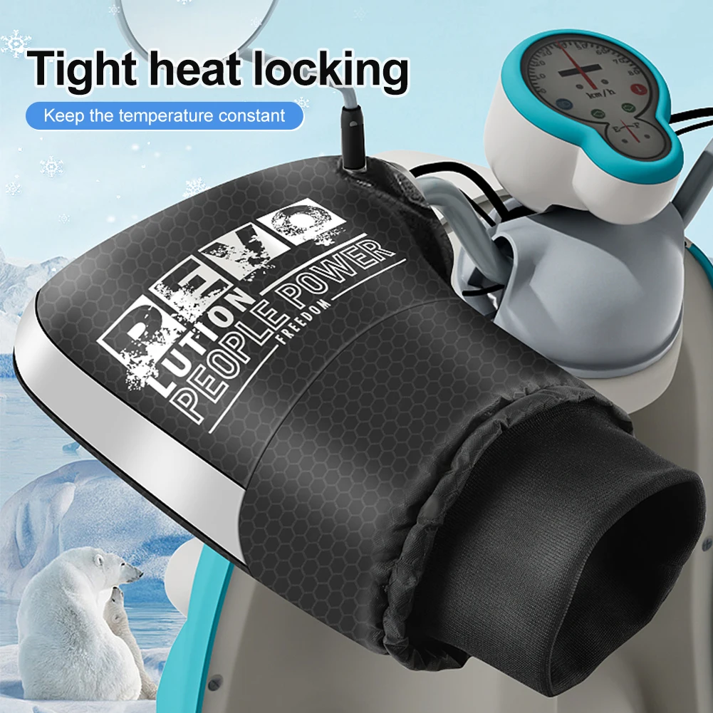 

Motorcycle Handlebar Gloves Winter Warm Thick Fleece Lining Handlebar Grip Gloves Windproof Thermal Cover Motorcycle Accessories