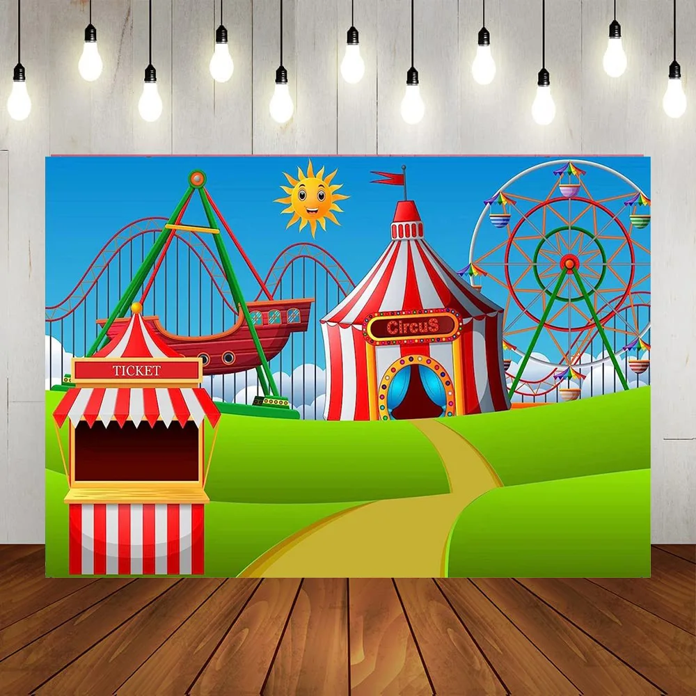 

Circus Tent Backdrop Red White Stripes Tent Background Bokeh Sparkling Lawn Beam Circus Magic Show Birthday Party Photography