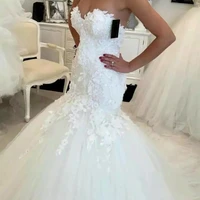 sweetheart mermaid wedding dress vestidos de novia charming appliques tulle formal bridal gowns suknia slubna