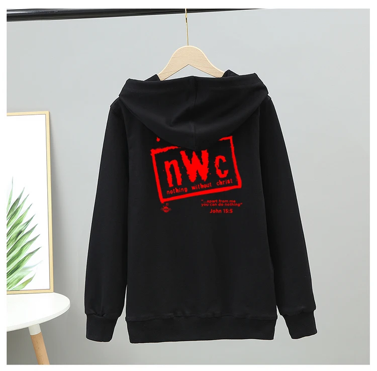 

New World Order NWO zip-up hoodie Pro Wrestling Hulk Hogan Kevin Nash Scott Hall Cotton Casual Loose zipper hooded sweater