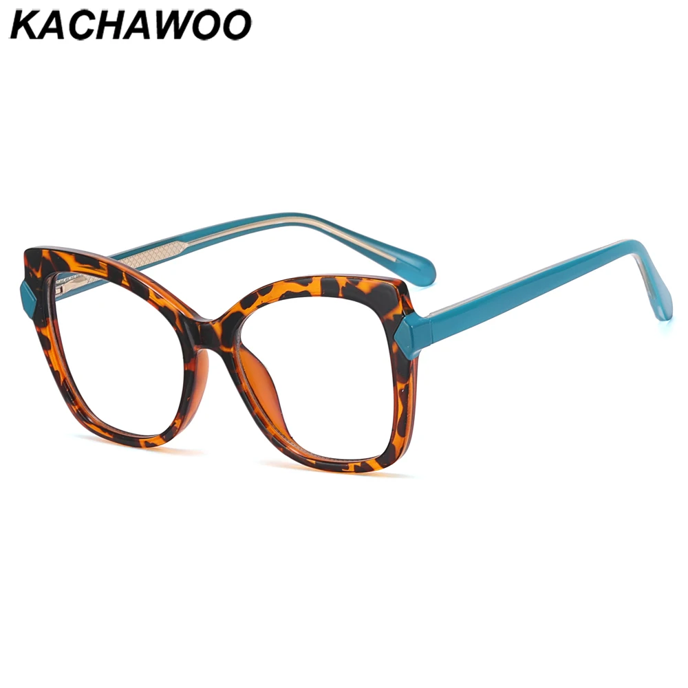 

Женские очки Kachawoo в большой оправе из ацетата tr90, голубые и леопардовые очки в оправе кошачий глаз