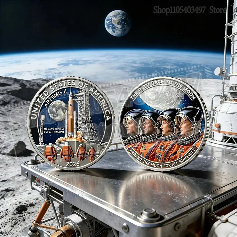 Памятная монета 2026 Artemis II: Американская миссия на Луну, коллекционный сувенир, посвященный пути обратно на Луну, космическое исследование (art.: 3920da34be034) - 3920da34be034