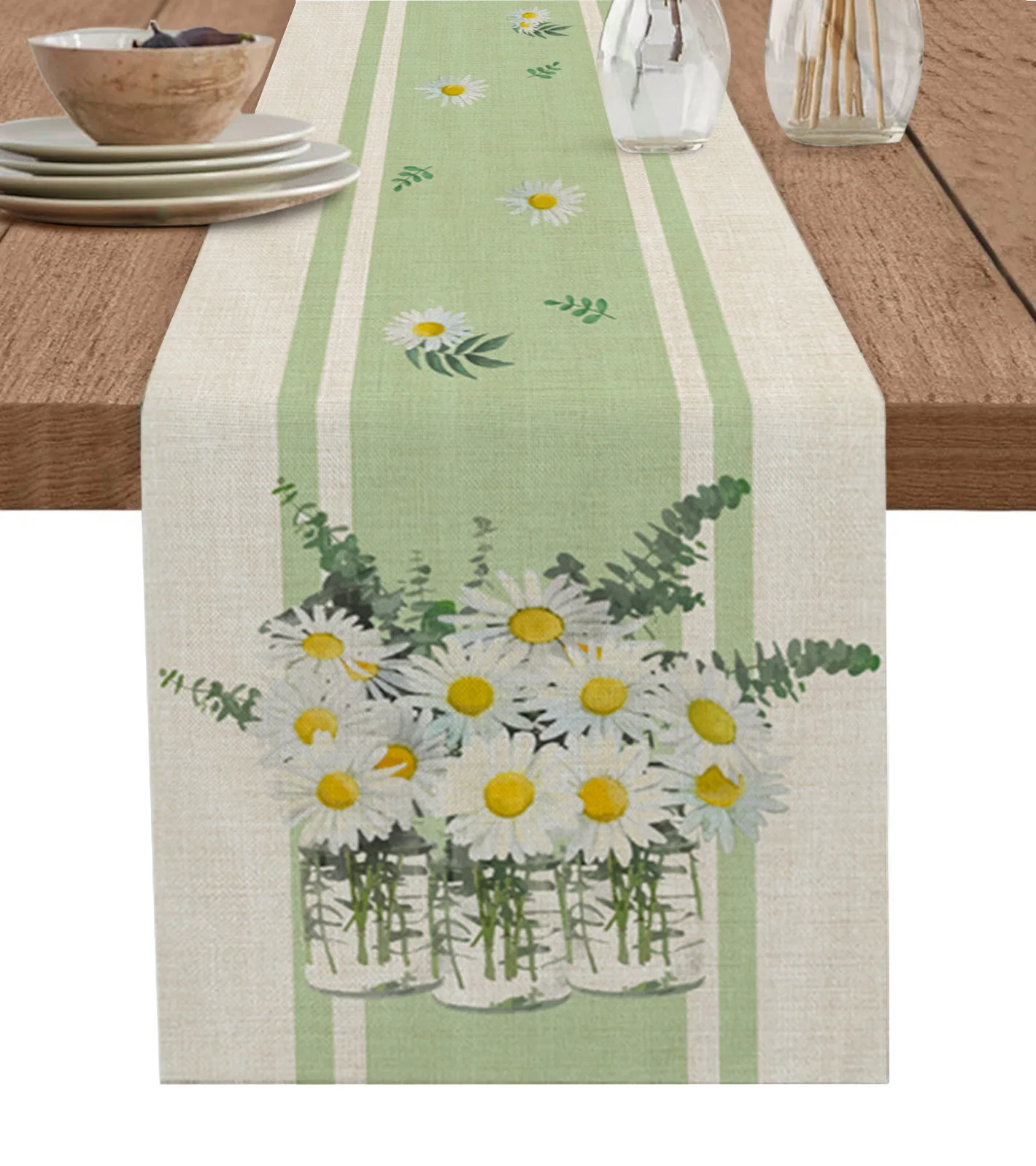 

Daisy Flower Vase Table Runner Wedding Table Decor Exquisite Kitchen Dinner Table Decor Table Runner