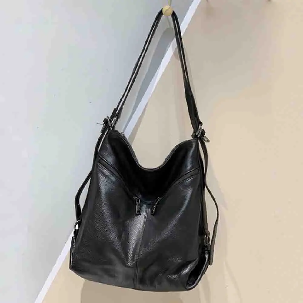

MS Minimalist Style Lady Handbag Luxury Top Layer Cowhide Leather Tote Multi-function Shoulder Bag Lady Back Pack 2023 New