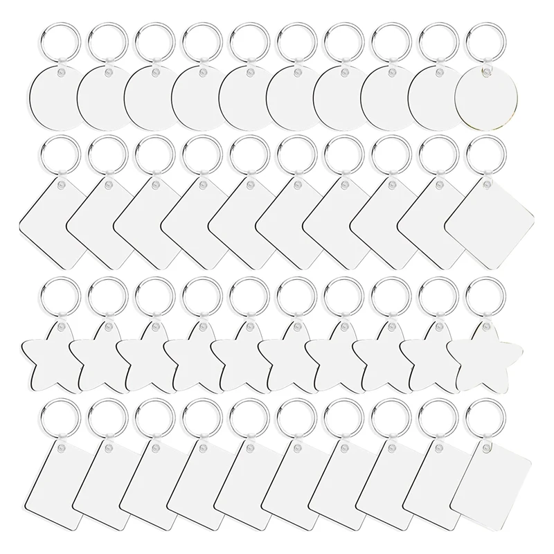

40 Pieces Sublimation Blank Keychains Key Chain Rings For DIY Thermal Transfer Keychains Single Side Printing