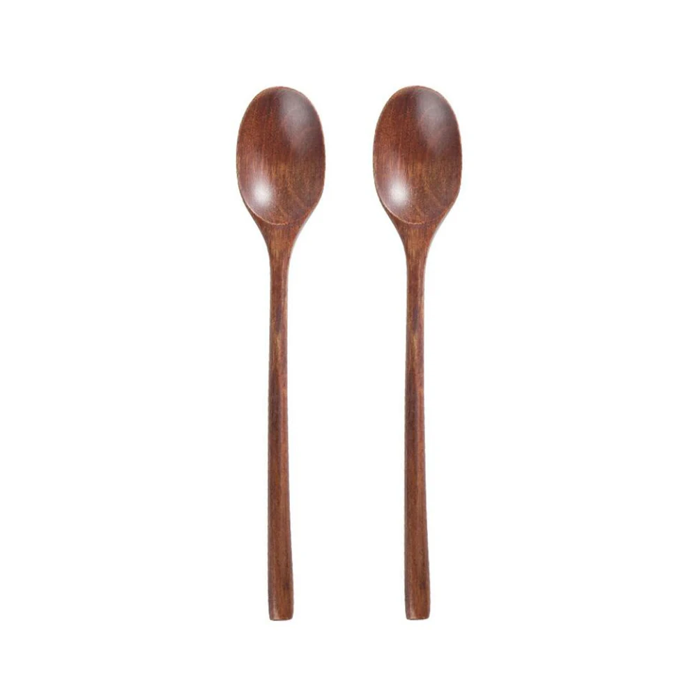 Деревянная ложка для еды столовая с длинной ручкой в Корейском стиле 2 шт. |