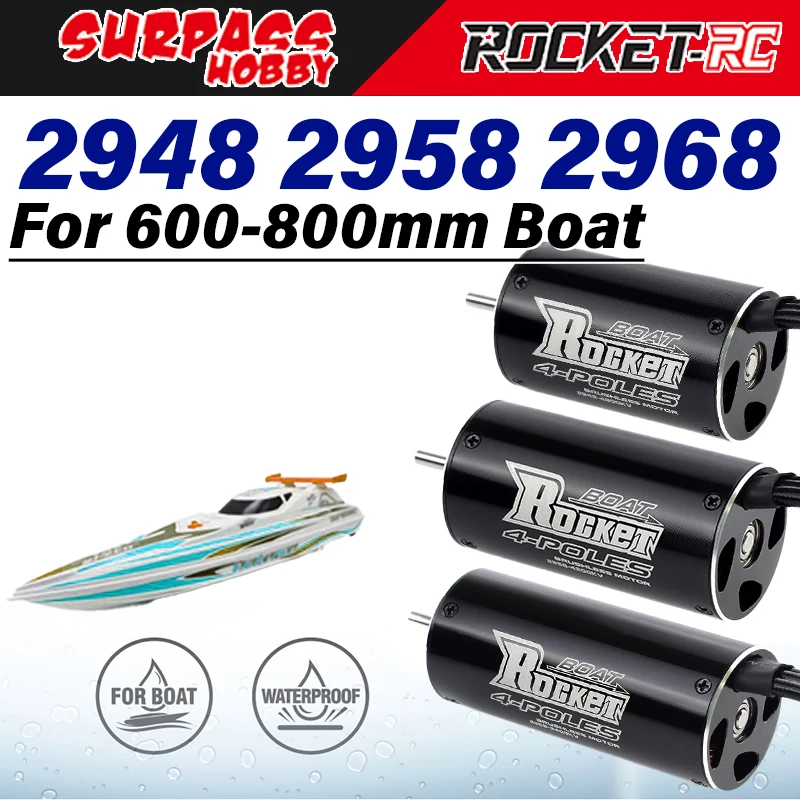 

Surpass Hobby Rocket 2948 2958 2968 Waterproof Brushless Motor 60000 RPM for 600-800mm RC Boat Remote Control Ship Fishing