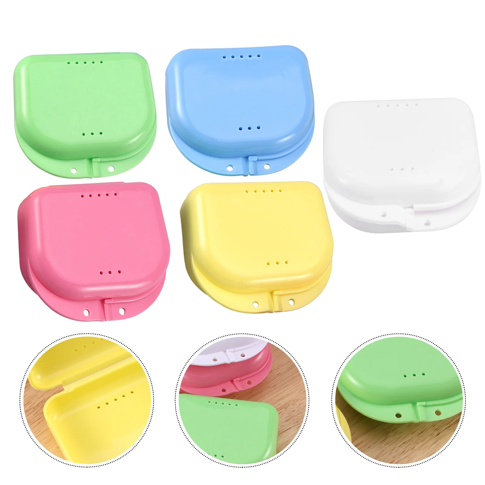 

Pack of 5 Braces Container Delicate Denture Container Denture Case Denture Box for Children Men