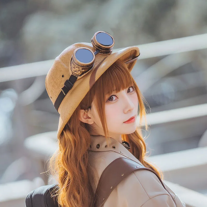 Novelty Straw Steampunk Helmet Pith Sun Hat Women Men Kids Vietnam War Army Hat Steam Punk Glasses Safari Jungle Miners Caps