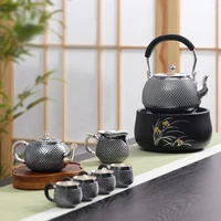 999 sterling silver handmade tea set japanese retro teapot kettle teacup home office tea ceremony kungfu tea set 1350ml