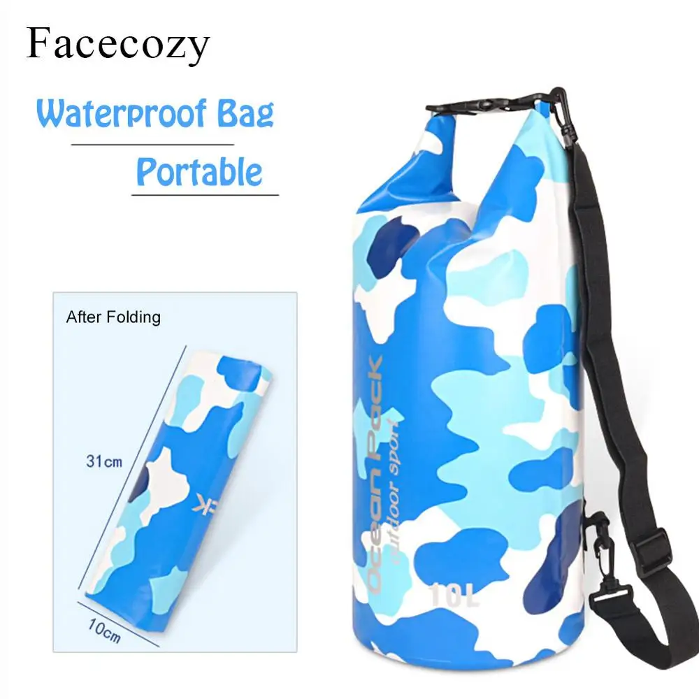 Фото Сумка для плавания Facecozy водонепроницаемая, карманная камуфляжная сумка для плавания на 2/3/5/10/15/20/30л, водонепроницаемая, для рафтинга, для пляжа и океана №3
