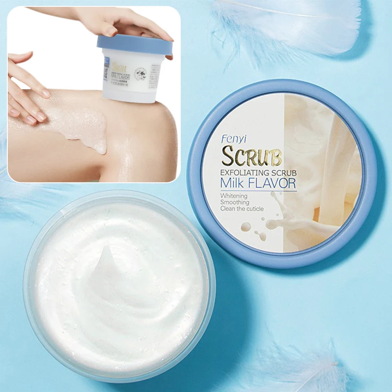 

Milk Body Scrub Body Deep Cleaning Whitening Repair Pores Moisturizing Body Brightening Exfoliating Smooth Gentle Skin Care 100g