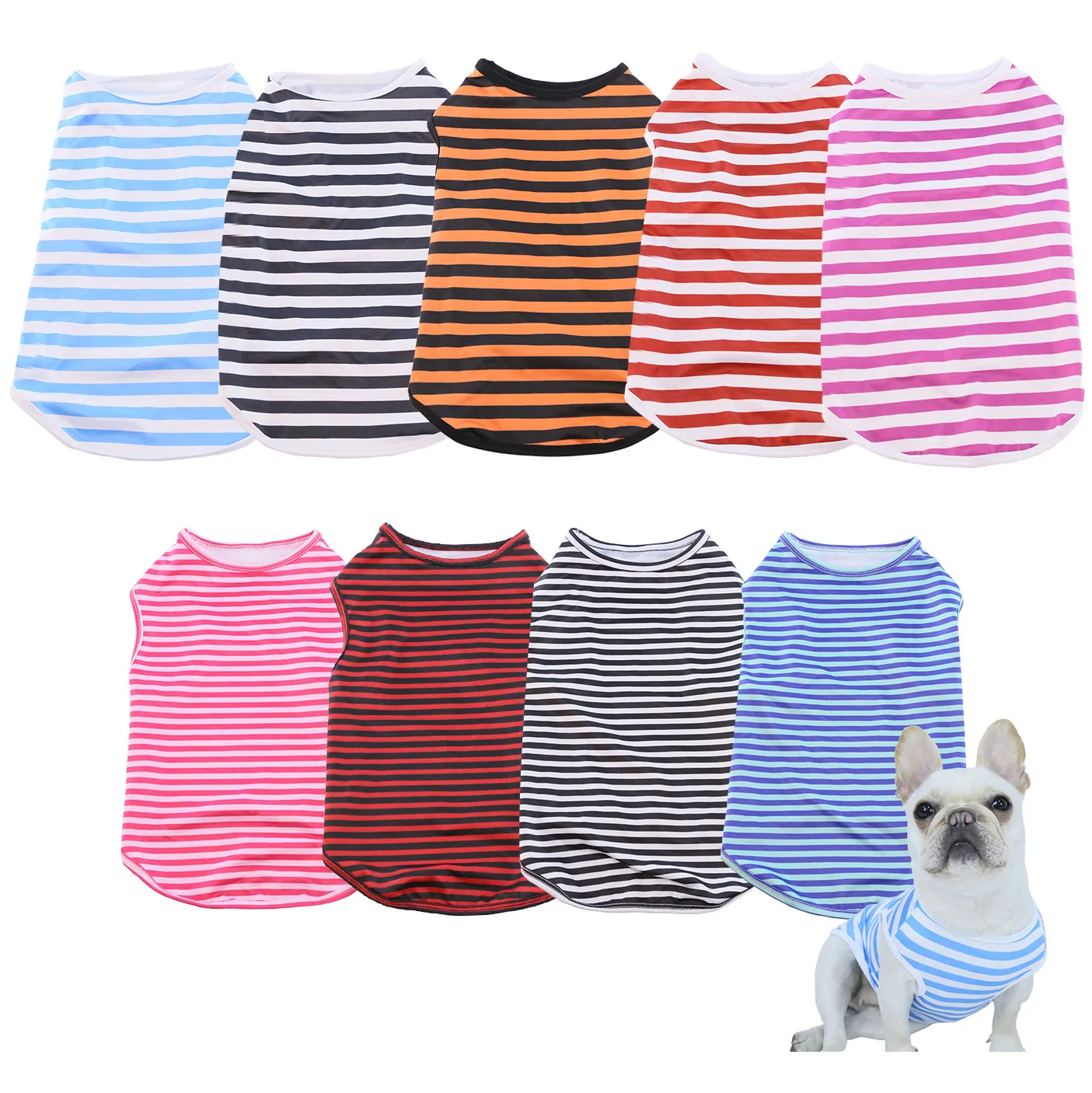 

Pet Clothes Summer Puppy Vest Striped Dog Shirt Cotton Casual Dog Clothes Puppy Cat T-Shirt Breathable Pet Costume for Small Dog