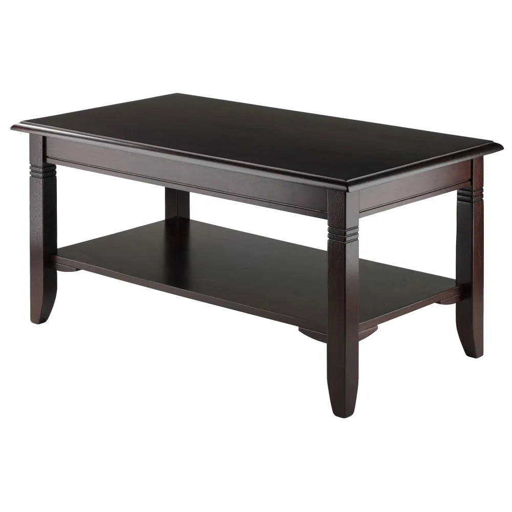 

Wood Coffee Table Cappuccino Finish Furniture Living Room Table Side Home