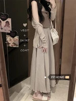 pphome gentle little annie twisted bra top long sleeve sunscreen cardigan casual loose skirt women