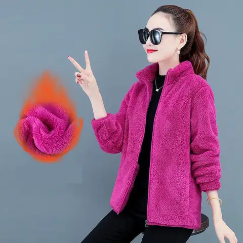 Повседневная одежда для отдыха, осенне-зимняя женская короткая двусторонняя фланелевая куртка, утепленная флисовая куртка на молнии, женская толстовка