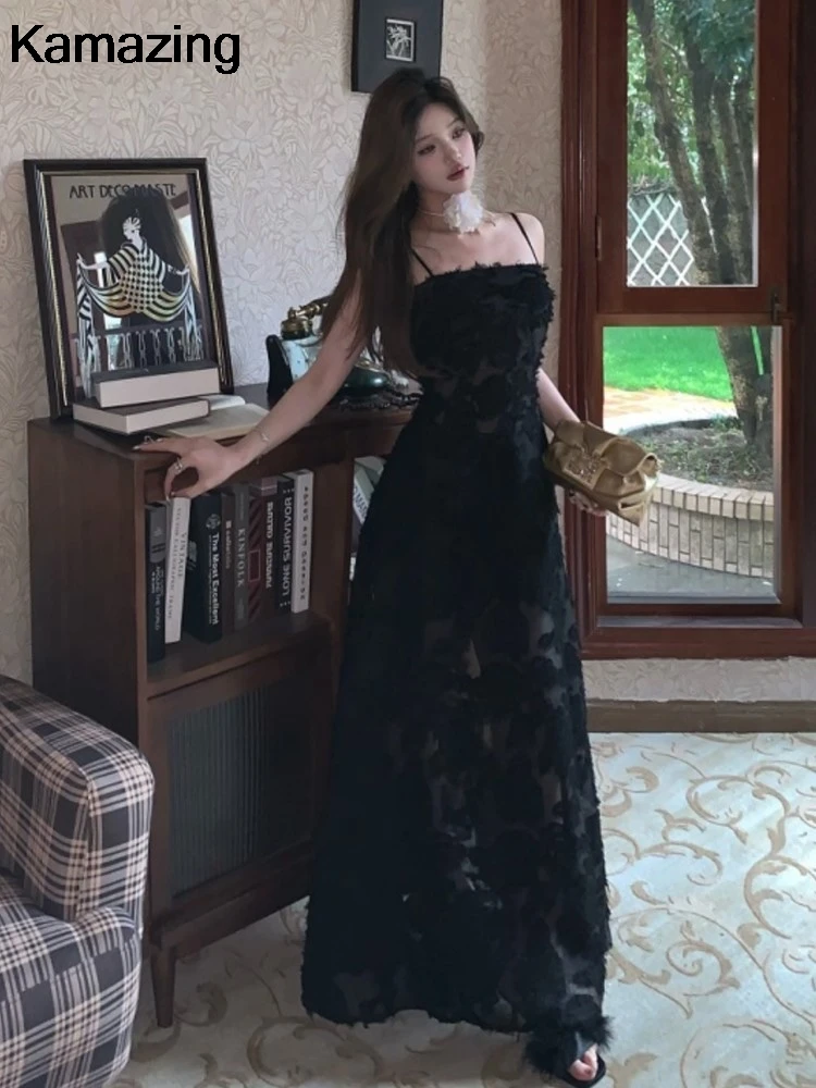 Винтажное роскошное Черное длинное платье женское сексуальное свадебное