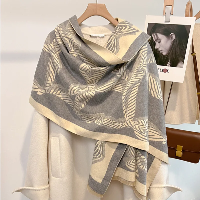 

2023 Толстая шаль зимняя теплая женская новая повязка Bufanda из пашмины роскошное женское одеяло пончо для путешествий