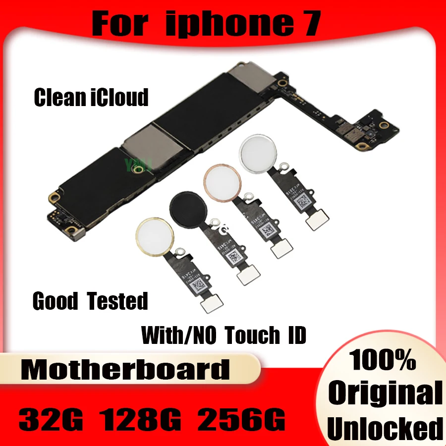 

Оригинальная разблокированная материнская плата чистого ICloud для iPhone 7 4,7 ", материнская плата с/без Touch ID, логическая плата, полностью протестирована, хорошо работает