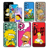 the simpsons for huawei p50 p40 p30 p20 p10 p8 pro lite e 2017 5g black silicone soft luxury phone case capa