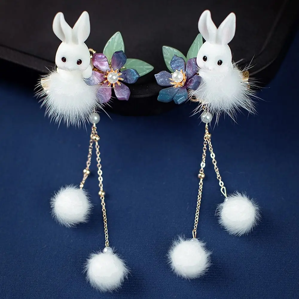 

Headdress Stylish Headwear Plush Ball Tassel Rabbit Hair Clips Children's Barrettes Duckbill Clips Women Hairpins