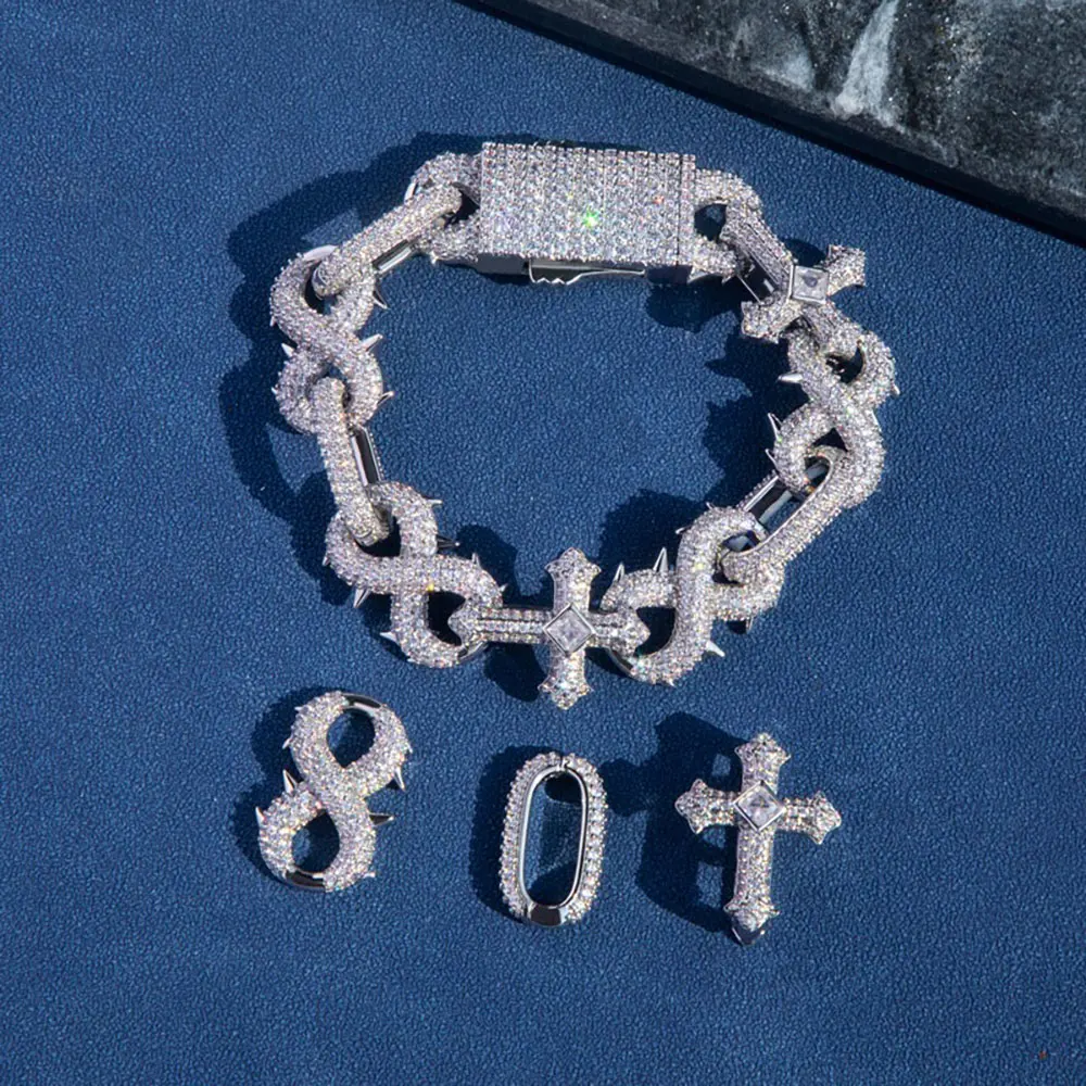 16 мм хип-хоп ювелирные изделия микро паве съемный шип Бесконечность смешанный