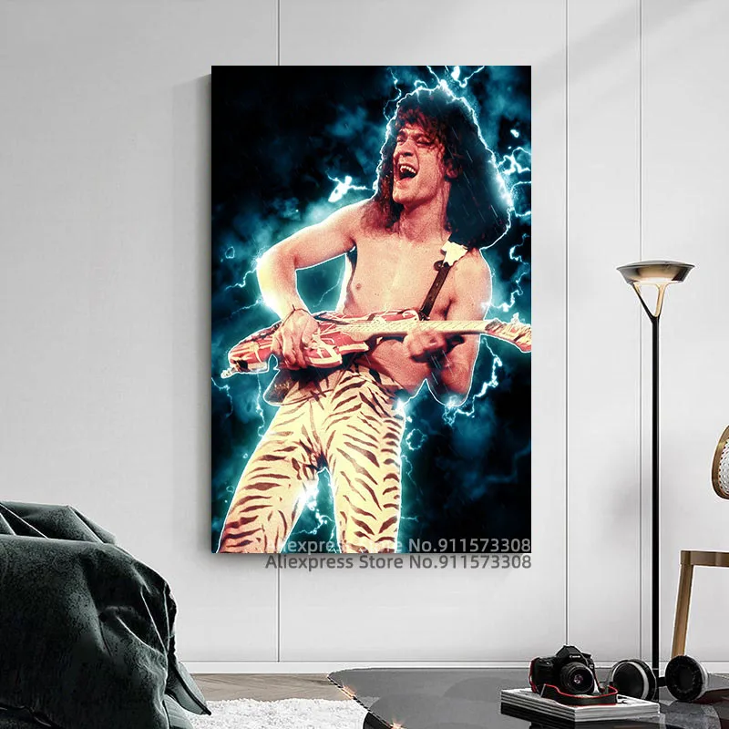 Eddie Van Halen Portrait Canvas Poster Print Modern Decor Wall Art Picture Painting Decoration | &amp Calligraphy