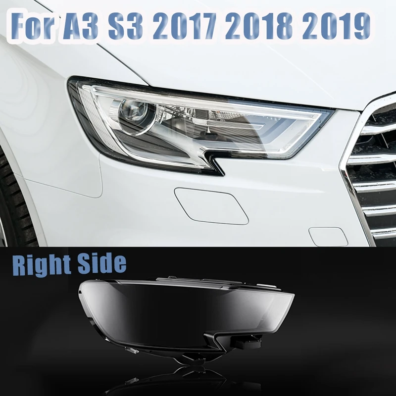 

Правая боковая фара крышка объектива, прочные детали для A3 S3 2017-2020, автомобильная передняя фара, защитная крышка, стеклянные корпуса, крышка