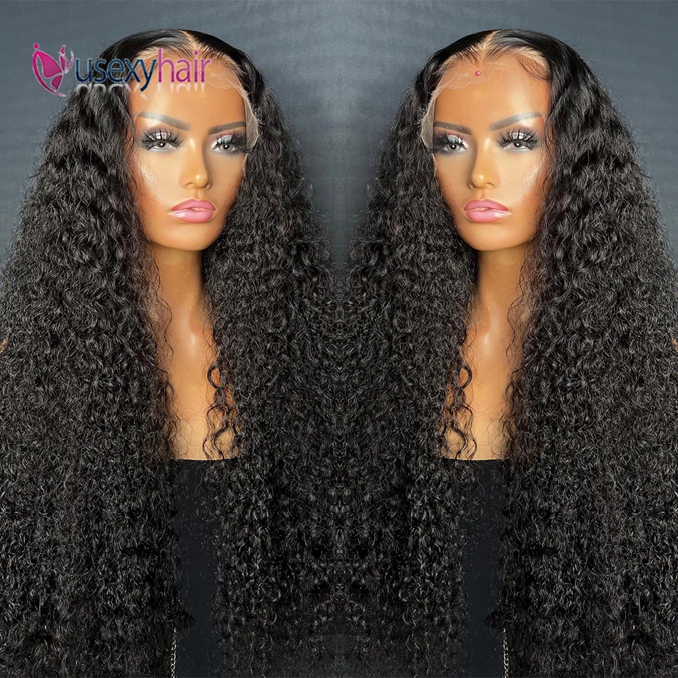 

13x6 Lace Front Wig Human Hair Pre Plucked Curly Wig Human Hair Malaysian Remy 180% Density HD Lace Frontal Wigs Natural Black
