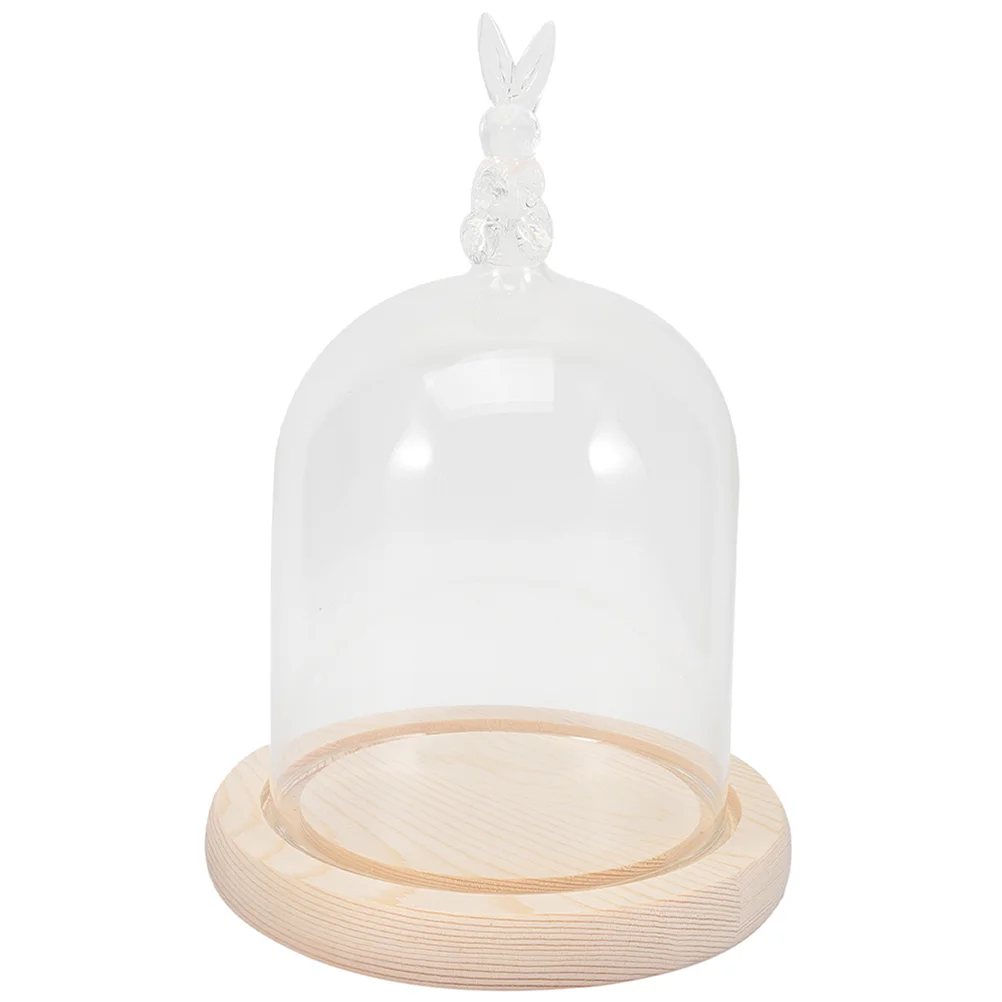 

1 Set of Household Displaying Tray With Glass Dome Creative Bunny Shape Display Plate Plate