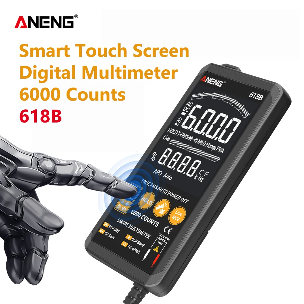

ANENG 618B Digital Multimeter Touch DC/AC Professional Analog Tester True RMS Multimetro Transistor Capacitor NCV Testers Meter
