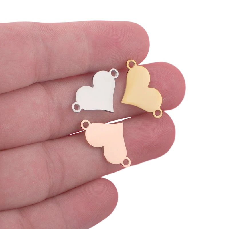 

WZNB 5Pcs Heart Charms for Engraving Jewelry Making Stamping Blank Stainless Steel Pendant Connector Diy Necklace Accessories