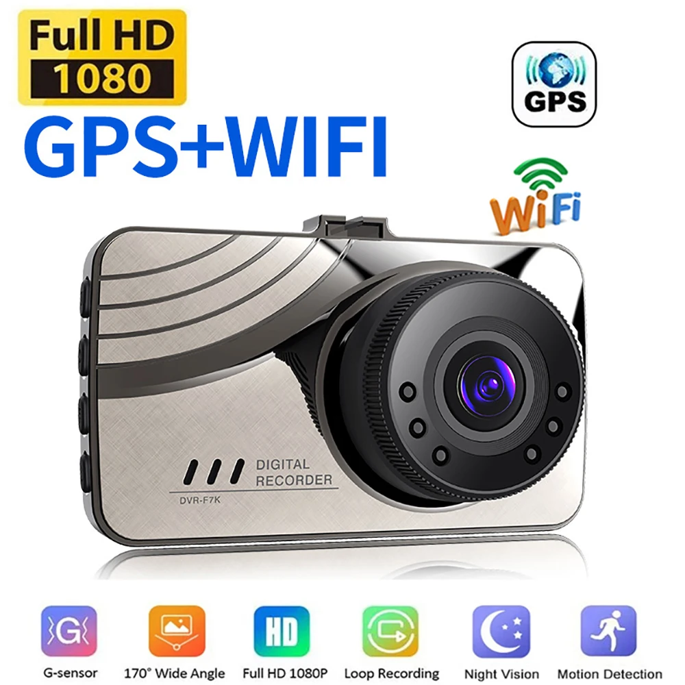 

Автомобильный видеорегистратор, Wi-Fi, 3,0 дюйма, Full HD, 1080P