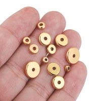 20pcs 4 6 8 10mm gold stainless steel disc flat spacer loose beads for needlework bracelelet seed bead jewelry making wholesale