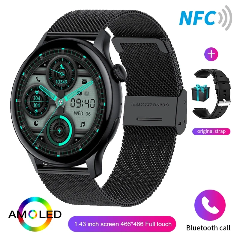 

2024 New Smart Watch Women 1.43 Inch AMOLED 466*466 HD Pixel Display Time Incoming Call Reminder Smartwatch Men + Box Watches
