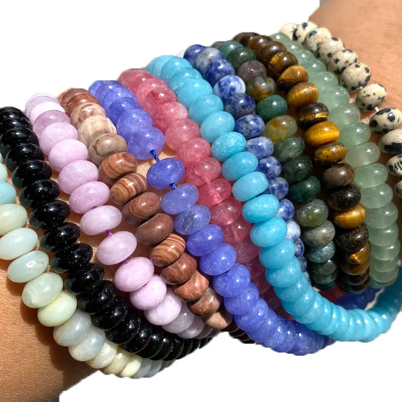 

5*8mm Rondelle Beads Natural Stones Green Jades Amazonite Agat Multicolor Chalcedony for Jewelry Making Diy Bracelet 15inch