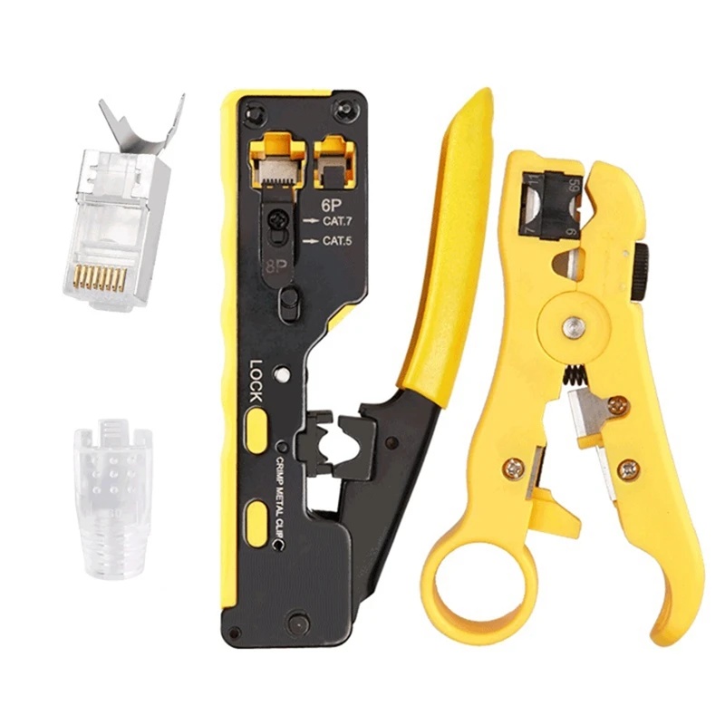 

RJ45 Multi Function Crimper CAT5 CAT6 CAT7 CAT8 Ethernet Cable Stripper Clamp Tongs Crimper Crimping Tools Set
