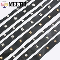 2510meters meetee pu leather black eyelets band grommet ribbons diy sewing clothing shoes bags punk strap material accessories