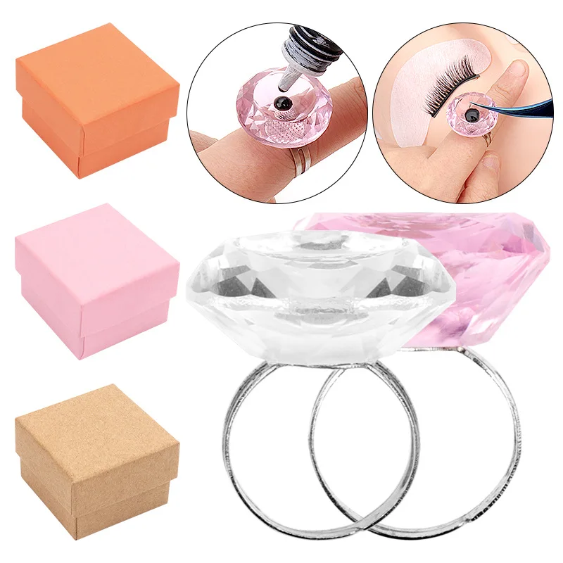 

New Reusable Eyelash Extension Glue Rings Crystal Lash Extension Glue Holder Container Tattoo Pigment Makeup Tool Lash Supplies