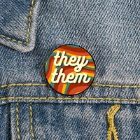 70s wave they them pronouns pin custom brooches shirt lapel teacher bag backpacks badge cartoon gift brooches pins for women