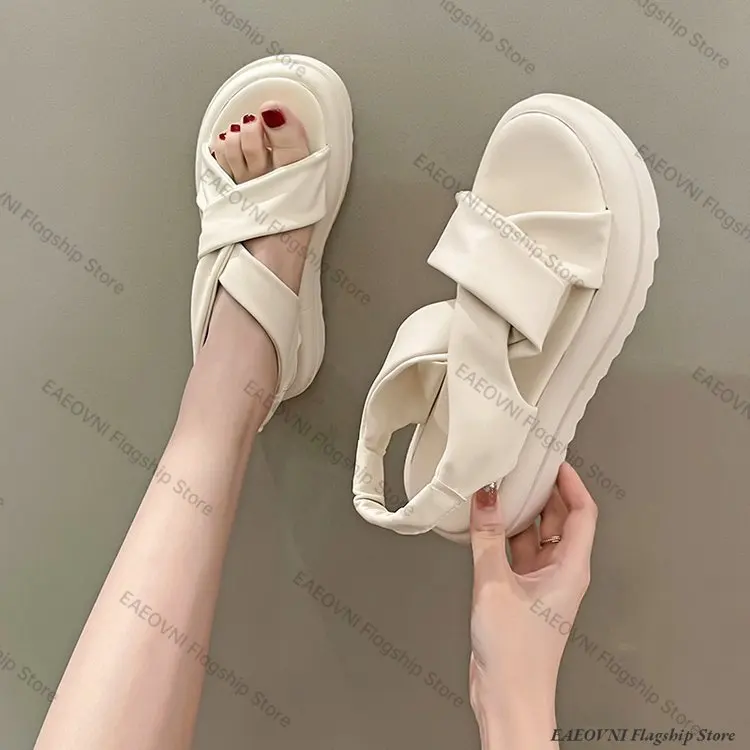 2023 New Sandals Women Platform Sandals Summer Women Fashion PU Lightweight Buckle Sandals Platform Heel Sandals Sandalias Mujer